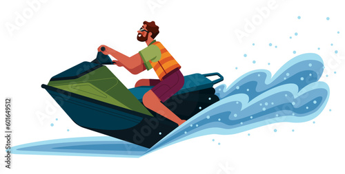 Man Riding Jet Ski on White