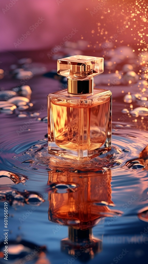 Perfume on the the water. witha magical and luxurious quality. Generative AI Perfume on the the water. witha magical and luxurious quality. Generative AI