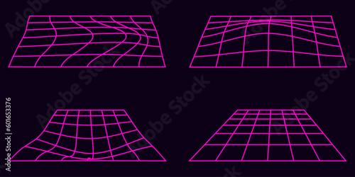 Grid. Futuristic design elements.Y2k aesthetic.Shape set y2k style for banner.Shape set y2k style for decoaration.Shape set y2k style for poster. Simple shapes.Trendy 90s.Trendy geometric forms.
