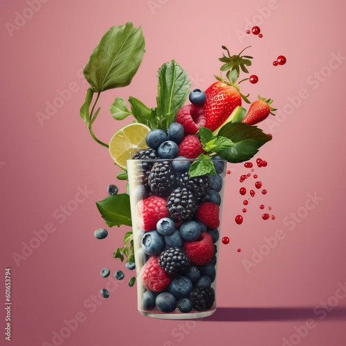 berries in a glass generative ai