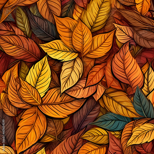 Abstract Seamless Autumn Leaves Pattern Illustration