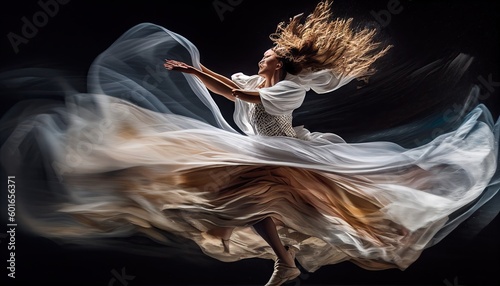 Dancing woman white colorful dance event, abstract Elegant and Modern AI-generated illustration