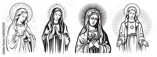 Our Lady virgin Mary vector illustration silhouette svg, laser cutting cnc. photo