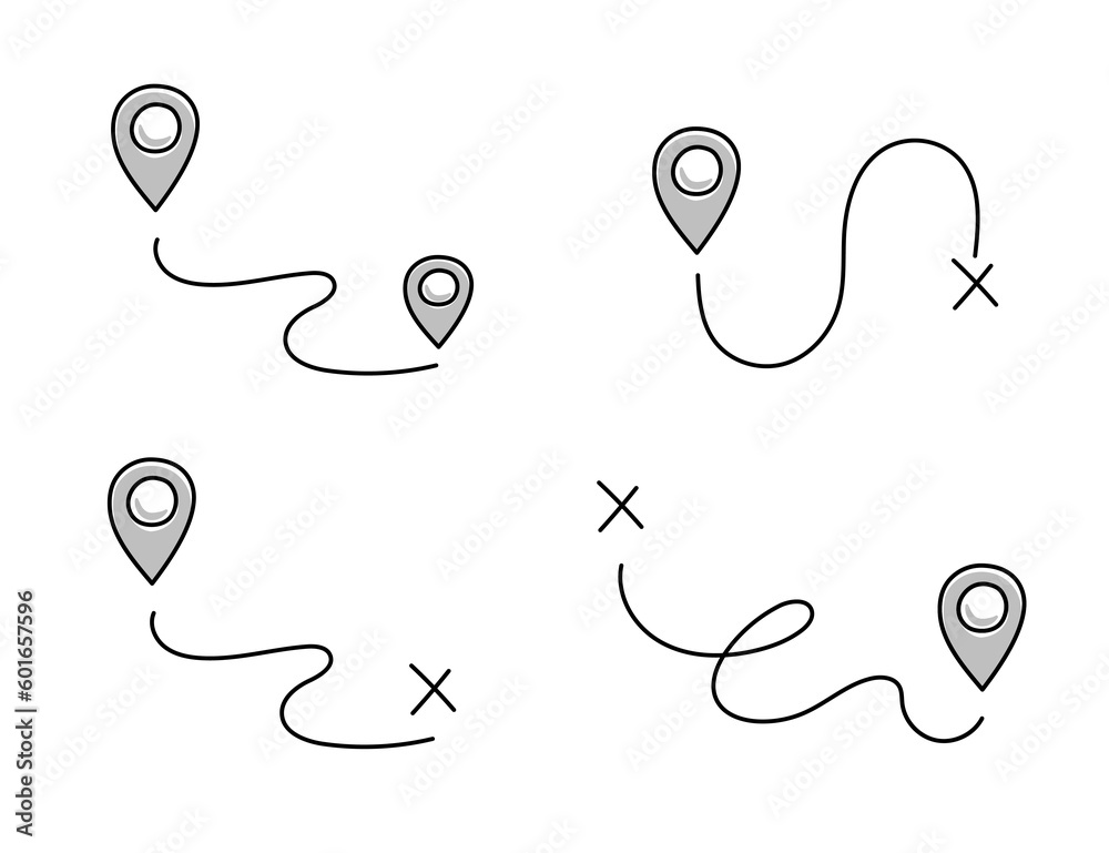 Pin doodle location icon. Hand drawn sketch style place maker, location pin, gps point pictogram. Vector illustration - obrazy, fototapety, plakaty 