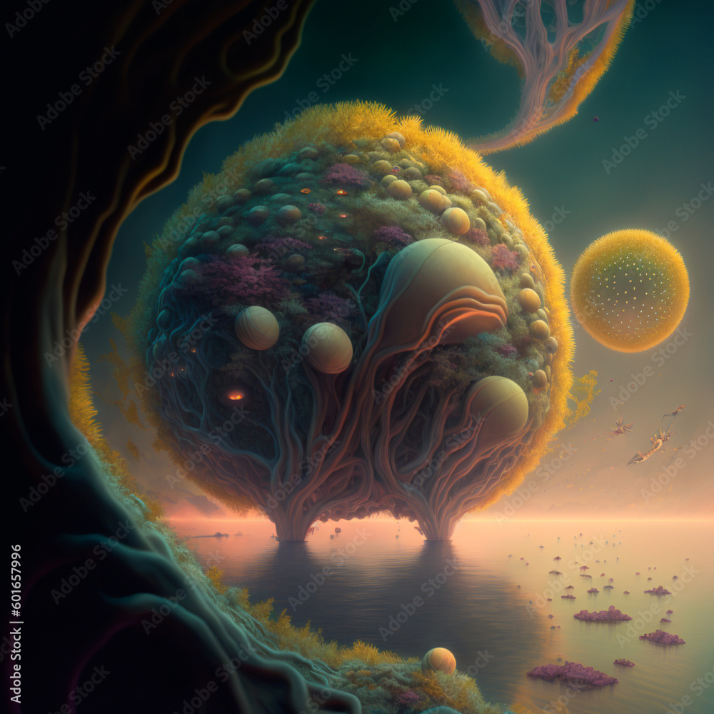 Futuristic alien flowers, science fiction flowers made with Generative Ai technology Futuristic alien flowers, science fiction flowers made with Generative Ai technology