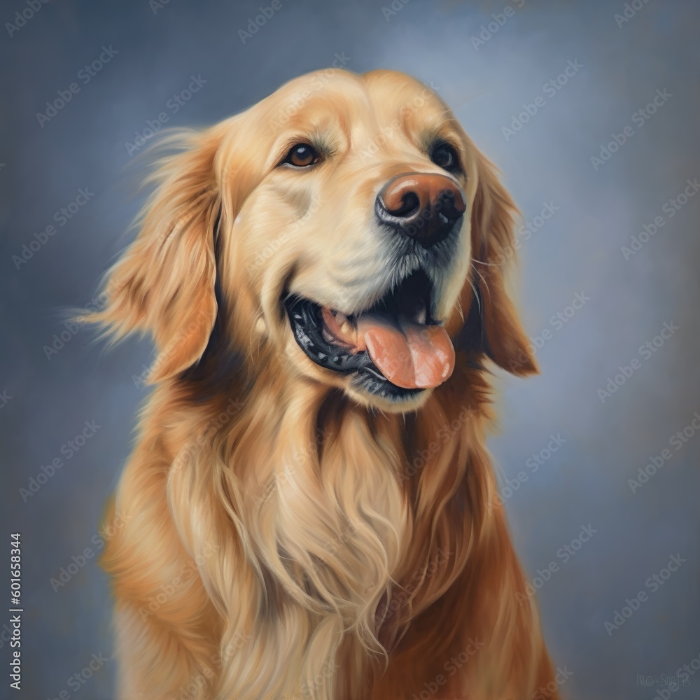 Happy Golden Retriever sitting and smiling