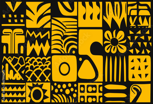 ethnic pattern motif abstract shape, minimalist abstract collage ,abstract shapes pattern