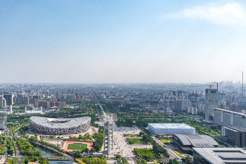 Panoramic view of Bird's Nest Water Cube in Beijing