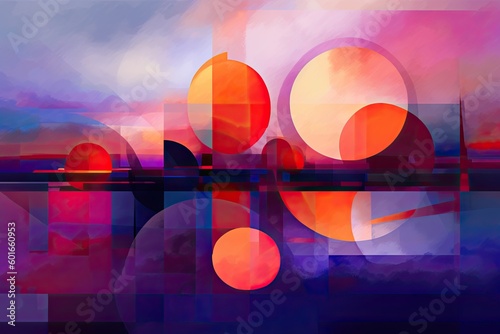 abstract sunset landscape with shapes background