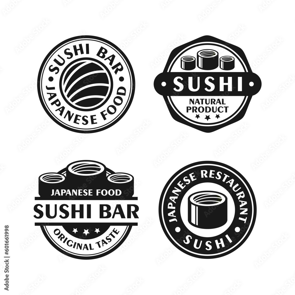 Badge stamps sushi bar japanese food design