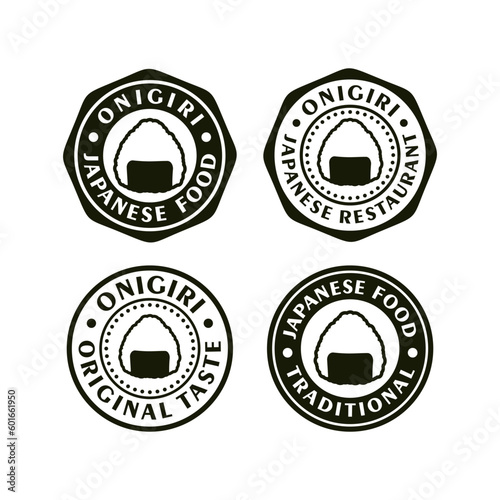 Badge stamp onigiri japanese food design collection