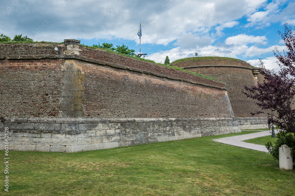 Historic walls of Alba Carolina Fortress in Alba Iulia city, Romania