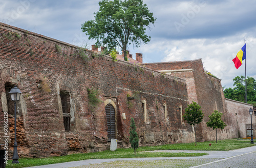 Fortified walls of Alba Carolina Fortress in Alba Iulia city, Romania