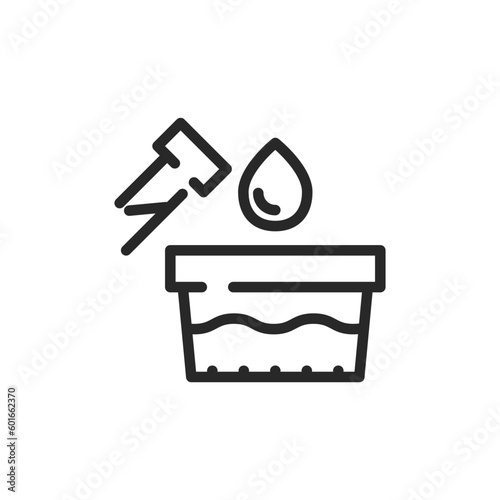 Water Analysis Tests Vector Icon - Vector Editable Outline Laboratory Beakers for Quality Control and Chemical Experiment with Water.