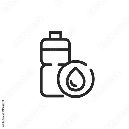 Drinking Water Icon. Vector Outline Editable Illustration of Drinking Water Bottle with Water Drop Symbol. Hydration Isolated Concept.