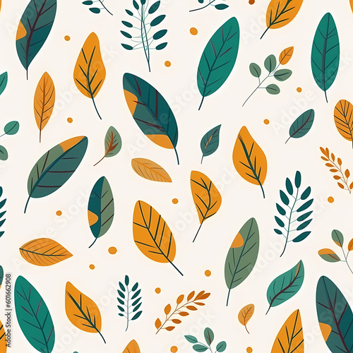 Minimalist Leaves Pattern Plain Background Illustration