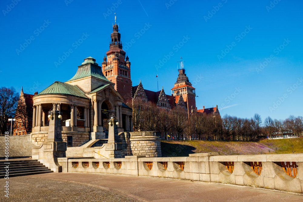 Obraz na płótnie Historic building of Provincial Office on Haken terrace in Szczecin, Poland w salonie
