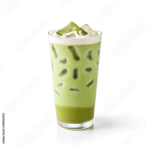 Mattia Green Tea Latte cold drink on white background photo