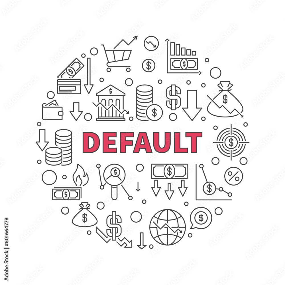Default vector concept round outline banner - Economic Crisis illustration