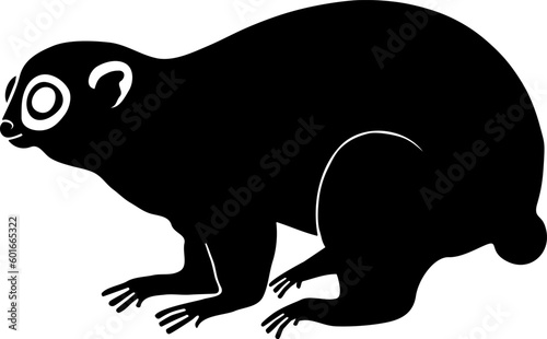 Slow loris silhouette vector illustration. Greater Kukang. Sunda loris.