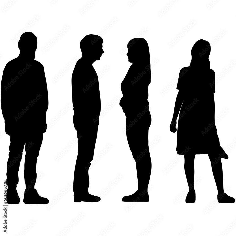 silhouette of two boys two girls