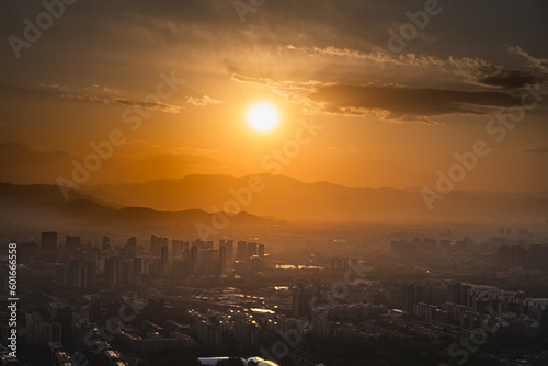 Sunset in the capital city of Beijing, sunset in the city photo