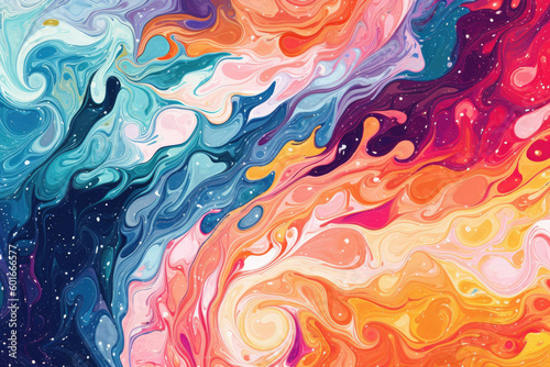 Illustration featuring a colorful marble swirl background