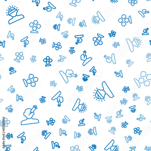 Set line Addiction to the drug, Concussion, headache and Schizophrenia on seamless pattern. Vector