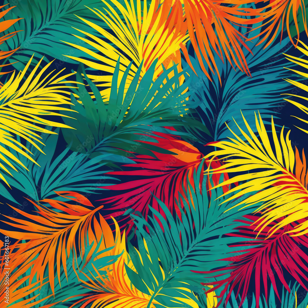 Seamless pattern background depicting a colorful summer illustration