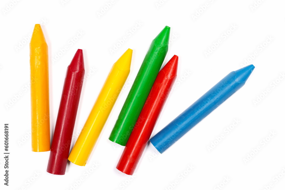 New wax pastel, colorful crayons  isolated on white 