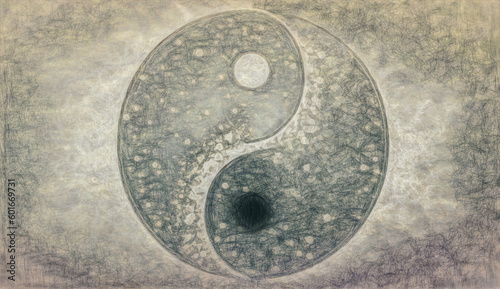 Illustration Yin Yang symbol . generative ai.