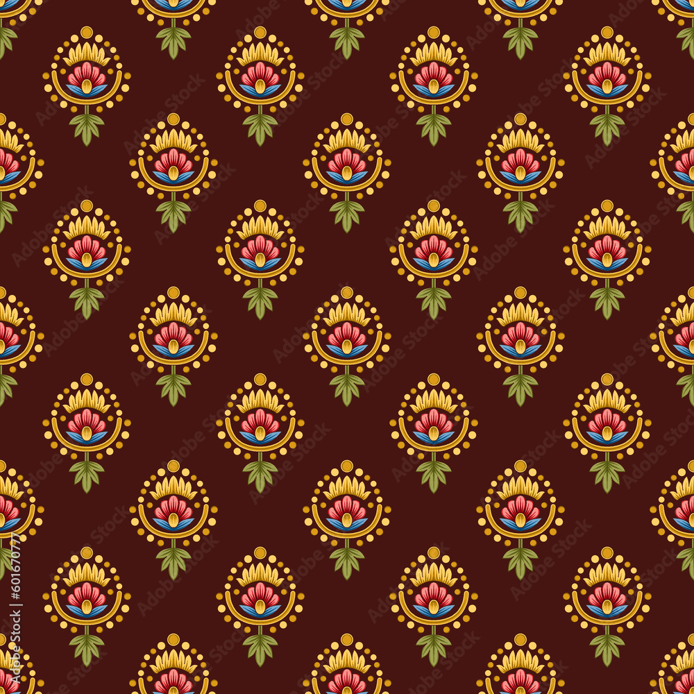 Fototapeta premium Digital Textile Design and Beautiful ethnic and Mughal art Pattern and motif, digital print 