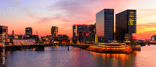 Sunset View on the Harbour of Duesseldorf