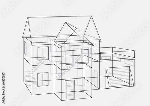 house home sketch on paper background