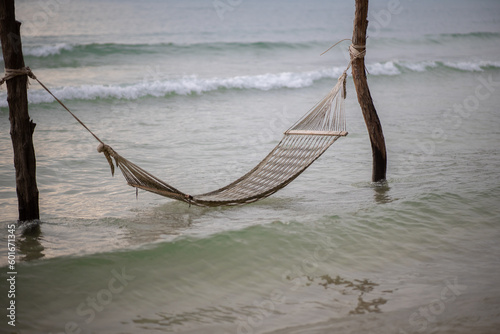 Hammock hanging on the beach
