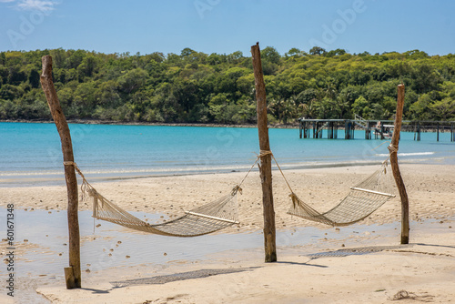Hammock hanging on the beach
