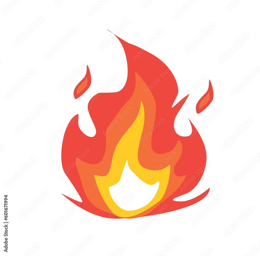 Fire Flame Vector Illustration Flat Vector Isolated On White