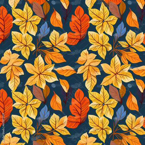 Autumn Leaves Pattern Wallpaper Illustration