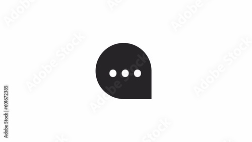 Animated dark mode talk box. Black and white thin line icon 4K video footage for web design. Speech bubble with ellipsis isolated monochromatic flat element animation with alpha channel transparency
