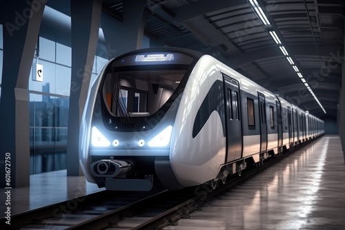  modern train in subway, ai generative