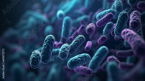 Microscopic virus cells and bacteria