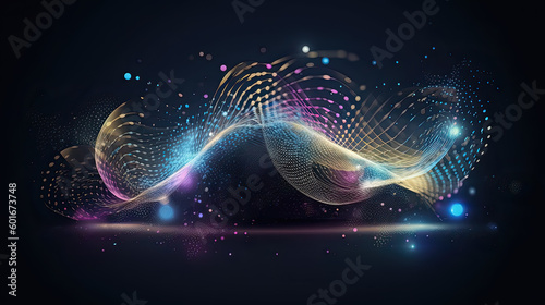 Dark background with glowing abstraction.