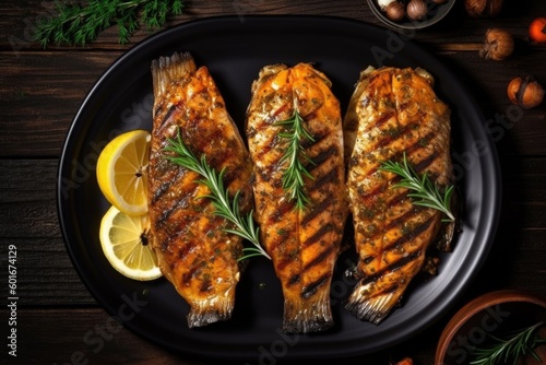 grilled fish on the grill, ai generatyive