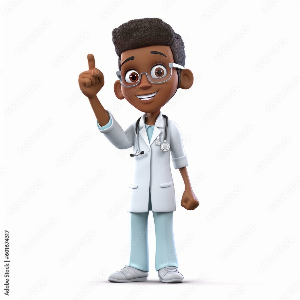 3D Cartoon Animated Character Male African American Nurse Medicine Inviting Educational Pose Doctor Hospital white background Clothes Generative Ai 3D Cartoon Animated Character Male African American Nurse Medicine Inviting Educational Pose Doctor Hospital white background Clothes Generative Ai