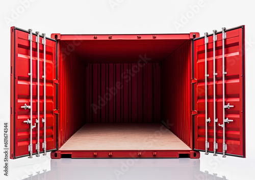 Cargo container isolated on white background. Copy space. Add product. Ai Generative illustration