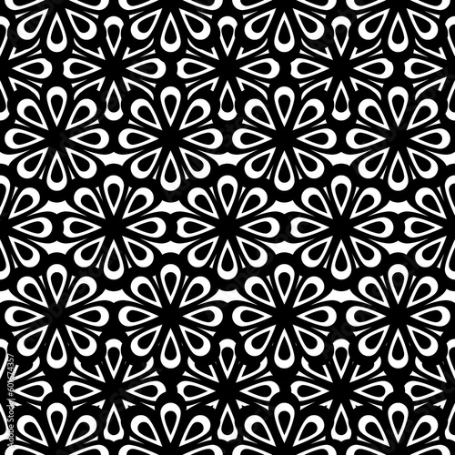 Seamless vector pattern in geometric ornamental style. Black and white pattern.