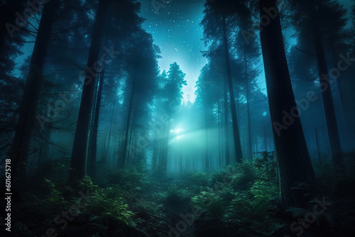 Night forest  Generative ai