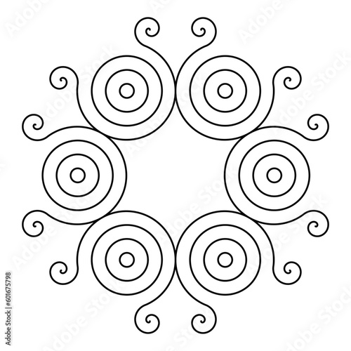 Decorative linear design for greeting cards, wedding invitations, coloring books, etc. Line art geometric mandala. Arabesque. Vector illustrations in oriental style. Easy to edit color and lines.
