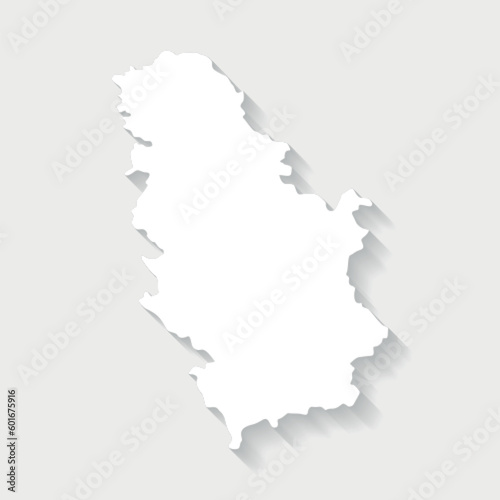Simple white Serbia map on gray background, vector