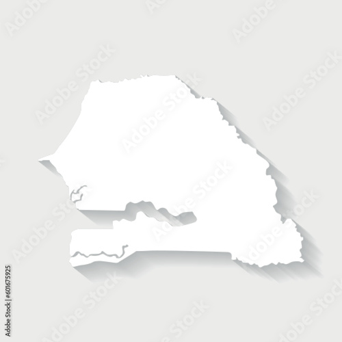 Simple white Senegal map on gray background, vector